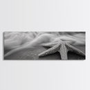 Starfish Closeup, Ocean Wave Motion, Coastal Macro Scene, Framed Canvas Print, minimalist beach decor, bathroom wall art, nautical vibe