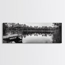 Still Lake Dock, Nature Reflections, Tranquil Scene, Canvas Print, Rustic Landscape Photography, Farmhouse Wall Art, Entryway Decor