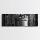 Rustic Bean Bucket, Farmhouse Kitchen, Country Decor, Autumn Wall Art, Framed Canvas Print, Rustic Style, Cozy Kitchen Wall Art