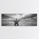 Metal Star Shore, Moody Beach Art, Rustic Coastal Decor, Autumn Vibes, Canvas Print, Farmhouse Living Room Wall Art