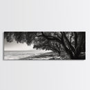Ocean Trees, Shoreline Light, Majestic Forest, Beach Scene, Framed Canvas Print, Boho Wall Decor, Bedroom Art, Zen Coastal Artwork