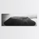 Island Volcano, Crater View, Aerial Landscape, Coastal Photography, Canvas Print, Nature Wall Decor, Bedroom Art, Monochrome Landscape