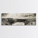 Ocean Crater, Coastal Cliff, Surreal Nature Art, Black and White Canvas Print, Gallery Wall Art, Earthy Decor, Adventure Inspired