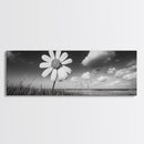 Daisy Flower, Single Bloom, Coastal Breeze, Minimal Wall Decor, Framed Canvas Print, Boho Bedroom Art, Nature Inspired Photography