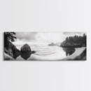 Forest Beach, Pacific Coast, Morning Mist, Tranquil Cove, Framed Canvas Print, Rustic Cabin Wall Art, Nature Landscape Photography