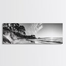 Forest Edge Beach, Coastal Sandscape, Sunset Sky, Canvas Print, Black and White Landscape, Coastal Living Room Art, Natural Vibes