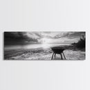 Beach Grill, Sunset Shore, Cloudy Horizon, Canvas Print, Coastal Minimalist Decor, Kitchen Wall Art, Autumn Beach House Accent