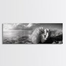 Sea Coral, Calm Ocean, Reef Textures, Framed Canvas Print, Coastal Bathroom Art, Monochrome Ocean Decor, Nature Photography Accent
