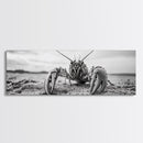 Lobster Closeup, Coastal Wildlife, Sandy Beach, Canvas Print, Bold Marine Life Art, Bathroom Wall Decor, Nautical Themed Accent