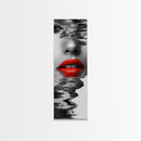 Red Lips, Reflections, Water Art, Surreal Beauty – Canvas Print, Glam Wall Art, Bathroom Decor, Black White Red Art, Fashion Aesthetic