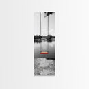 Swing Over Lake, Still Waters, Childhood Memories, Tranquil View – Canvas Print, Minimalist Wall Art, Kids Room Decor, Serene Black and White