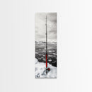 Ice Fishing Rod, Snow Adventure, Winter Sport, Framed Canvas Print, Man Cave Decor, Rustic Cabin Wall Art, Outdoor Lifestyle Photography
