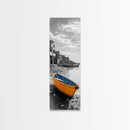 Yellow Boat, Coastal Wall Art, Seaside Home Decor, Beach Photography, Canvas Print, Nautical Theme, Bathroom Art, Minimalist Seascape