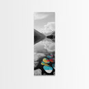 Lake Pebbles Art, Colorful Stones, Mountain Reflection, Calm Waterscape, Canvas Print, Zen Decor, Boho Lake Art, Bathroom Wall Art