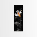 White Lily Bloom, Moody Flower Art, Dark Botanical, Elegant Glow, Framed Canvas Print Bedroom Wall Art, Modern Floral Minimalist