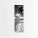 Tropical Palm, Beach Scene, Coastal Vibes, Framed Canvas Print, Relaxing Ocean Art, Bathroom Wall Decor, Minimalist Seaside Landscape