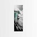 Teal Wave, Ocean Power, Surf Break, Coastal Energy, Canvas Print, Bathroom Wall Art, Modern Ocean Photography, Minimalist Sea Decor