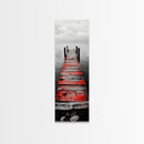 Red Dock, Still Water, Rustic Lake, Quiet Pier, Canvas Print, Bedroom Wall Art, Moody Lake Photography, Autumn Cabin Decor, Minimalist