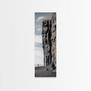 Cliff Wall, Ocean View, Lone Hiker, Rugged Coast, Framed Canvas Print, Adventure Art, Minimalist Decor, Office Wall Art, Modern Nature