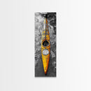 Yellow Kayak, Muddied Shoreline, Solo Adventure, Framed Canvas Print, Rustic Outdoors Decor, Autumn Wall Art, Boho Kayaking Style