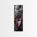 Red Lobster, Detailed Sea Art, Macro Crustacean, Dark Marine Art, Striking Coastal Piece, Framed Canvas Print, Moody Office Wall Decor