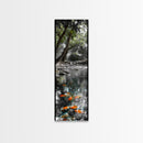 Koi Pond, Peaceful Water, Zen Garden Vibes, Orange Fish, Reflective Nature, Framed Canvas Print, Serene Bedroom Wall Art, Living Room Art