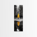 Golden Tree, Forest Reflection, Autumn Solitude, Nature Focused Minimalism, Framed Canvas Print, Zen Bathroom or Office Wall Art
