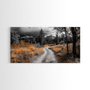 Fall Path, Mountain Trail, Autumn Forest, Golden Grass, Canvas Print, Cabin Wall Art, Cozy Living Room Decor, Nature Lover Fall Print