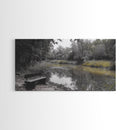 Tranquil Forest, Peaceful Pond, Autumn Riverbank, Framed Canvas Print, Nature Photography, Entryway Art, Fall Vibes, Rustic Wall Decor