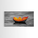 Autumn Leaf, Floating Bowl, Red Yellow Decor, Framed Canvas Print, Cozy Fall Art, Thanksgiving Wall Art, Kitchen Decor, Minimalist Style