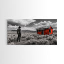 Cowboy Life, Red Shack, Desert Scene, American West, Canvas Print, Rustic Western Decor, Man Cave Wall Art, Adventure Aesthetic