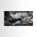 Hidden Cove, Blue Waters, Rugged Coast, Rocky Escape, Canvas Print, Nature Wall Art, Minimalist Seascape, Monochrome Landscape