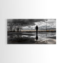 Solitude Reflection, Urban Mood, Moody Skies, Canvas Print, Modern Wall Art, Entryway Decor, Urban Photography, Minimalist Art, Rainy Day Art