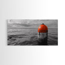 Orange Buoy Water, Marine Marker, Sea Navigation, Ocean Decor, Canvas Print, Coastal Living Room Art, Minimal Nautical Wall Decor