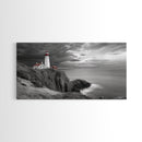 Lighthouse Ocean Storm, Coastal Cliff Light, Framed Canvas Print, Nautical Wall Art, Beach House Decor, Dramatic Sky Scene, Office Art
