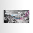 Surreal Landscape, Pink Trees, Mountain Lake, Framed Canvas Print, Fantasy Nature Art, Dreamy Decor, Bedroom Wall Art, Nature Surrealism