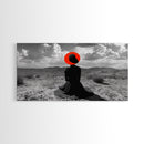 Red Hat Woman, Surreal Desert, Fashion Silhouette, Framed Canvas Print, Minimalist Wall Art, Bold Modern Decor, Bedroom Gallery Style
