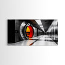 Vault Door, Futuristic Hallway, Urban Industrial Art, Sci Fi Decor, Framed Canvas Print, Office Wall Art, Red Orange Interior Glow