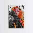Surreal Woman, Field Portrait, Neon Face Art, Framed Canvas Print, Bold Feminine Wall Art, Bedroom Decor, Modern Pop Art Print