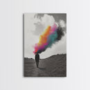 Colorful Mind, Surreal Silhouette, Abstract Smoke Art, Framed Canvas Print, Office Wall Art, Conceptual Psychedelic Art Decor