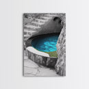 Blue Spring, Natural Oasis, Stone Pool, Canvas Print, Spa Bathroom Wall Art, Tranquil Escape, Minimalist Water Photography, Zen Vibes