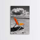 Beach Chair Alone, Tropical Vibes, Color Pop Seaside, Framed Canvas Print, Coastal Wall Art, Summer Decor, Relaxation Room Art
