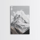 Matterhorn Majesty, Iconic Summit, Black and White Mountain, Canvas Print, Office Wall Art, Minimalist Photography, Modern Decor