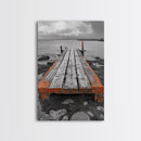 Rustic Dock, Seaside Escape, Coastal Pier, Nautical Wood, Canvas Print, Lake House Decor, Farmhouse Style, Living Room Wall Art