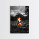 Firewood Blaze, Autumn Campfire, Outdoor Canvas Print, Cozy Cabin Wall Art, Rustic Nature Decor, Adventure Wall Accent