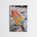 Colorful Oar Paddle, Beach House Decor, Boho Kayak Wall Art, Canvas Print, Vibrant Coastal Photography, Nautical Bathroom Art