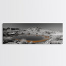 Desert Water Reflection, Desert Pond Scene, Minimalist Landscape Art, Framed Canvas Print, Neutral Wall Decor, Tranquil Nature Artwork