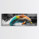 Color Splash Dolphin, Ocean Leap, Vibrant Marine, Joyful Moment — Canvas Print, Bathroom Decor, Beach House Wall Art, Pop Art Style