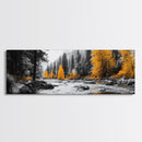 River Flow, Autumn Forest, Mountain Pines, Golden Trees, Canvas Print, Fall Decor, Nature Lover Gift, Rustic Wall Art, Boho Wall Art
