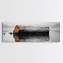 Weathered Log Reflection, Calm Lake Scene, Canvas Print, Minimalist Nature Photography, Zen Bathroom Wall Art, Serene Rustic Decor